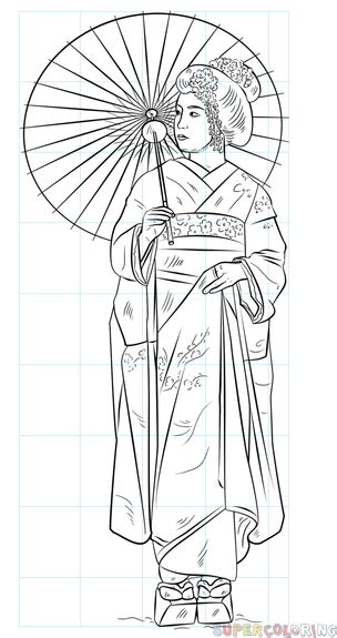 how to draw a geisha|How to draw a Japanese geisha .